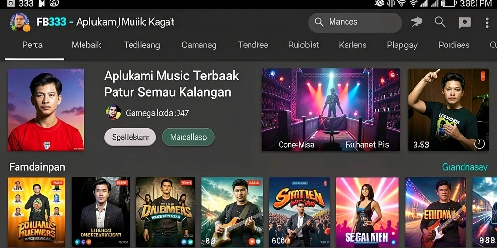 Tampilan gameplay menarik di FB333 dengan banyak pilihan lagu.
