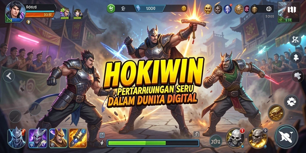 Tampilan pertarungan penuh aksi dalam HOKIWIN.