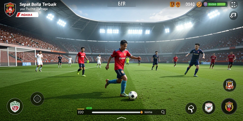 Tampilan gameplay seru di INDAAA dengan aksi sepak bola nyata.