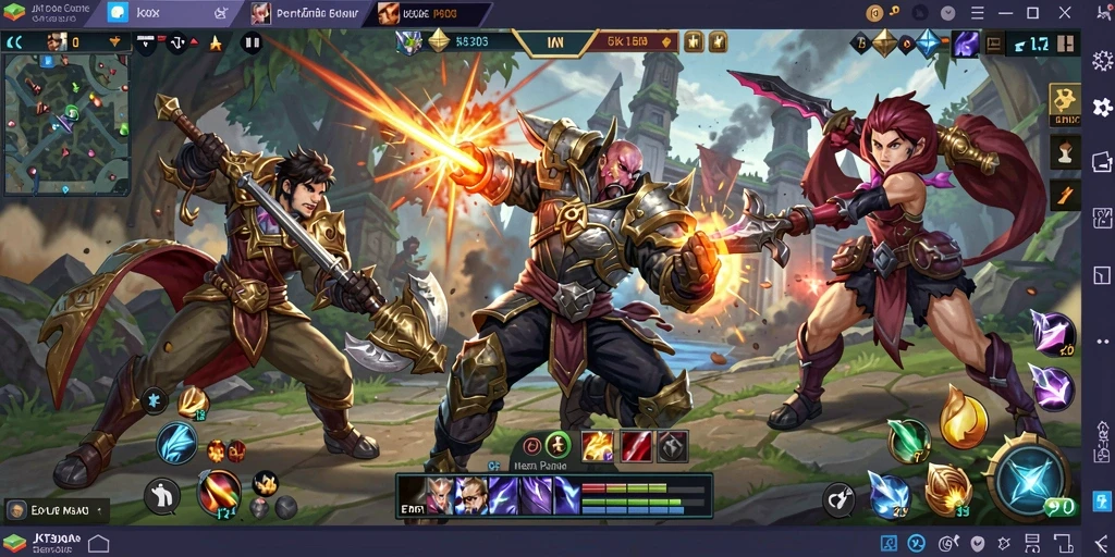 Tampilan gameplay menarik dari JKT303 dalam pertempuran MOBA.