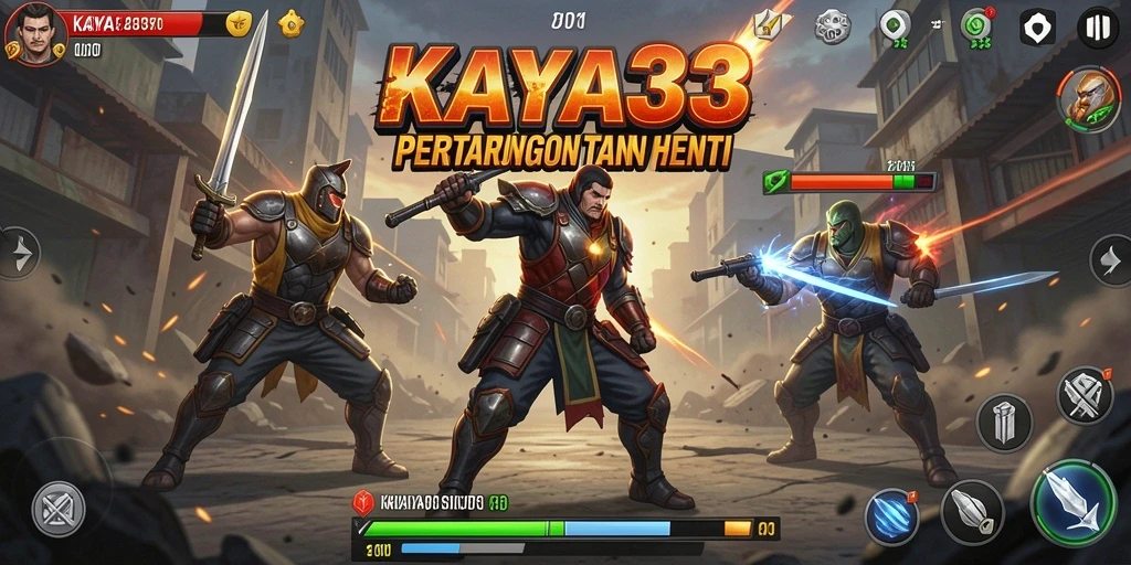 Tangkapan layar utama dari gameplay KAYA33 yang penuh aksi pertarungan.