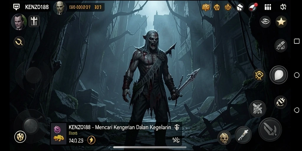 Tampilan gameplay menegangkan dari KENZO188 dengan atmosfer Horror yang kental.