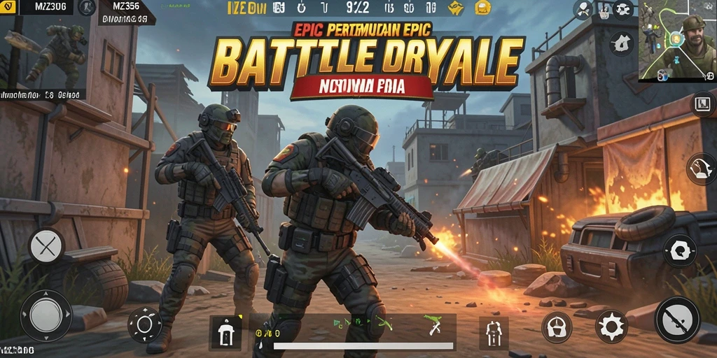 Screenshot gameplay intens dari MZ356 dalam pertempuran Battle Royale.