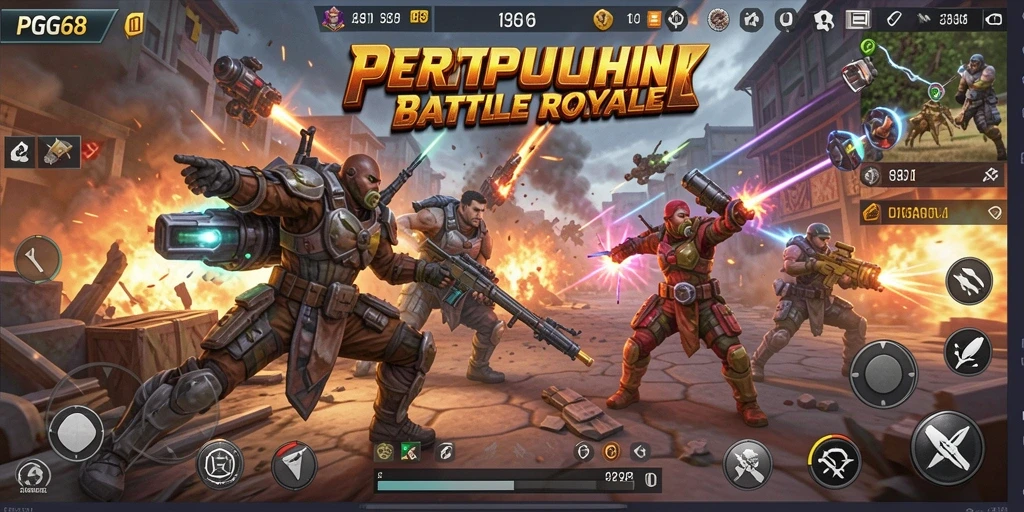 Screenshot gameplay PGG68 menampilkan aksi pertempuran yang menegangkan.