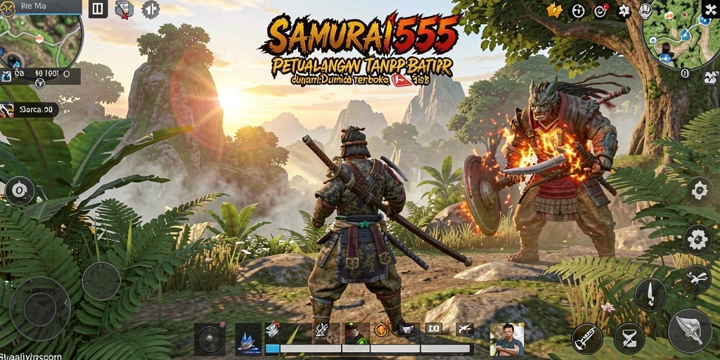 Screenshot SAMURAI555 yang menampilkan aksi petualangan di dunia terbuka.