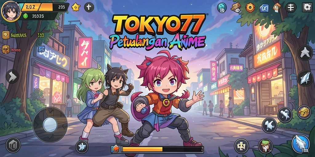 Tampilan screenshot permainan TOKYO77 menampilkan aksi dan karakter Anime yang menarik.